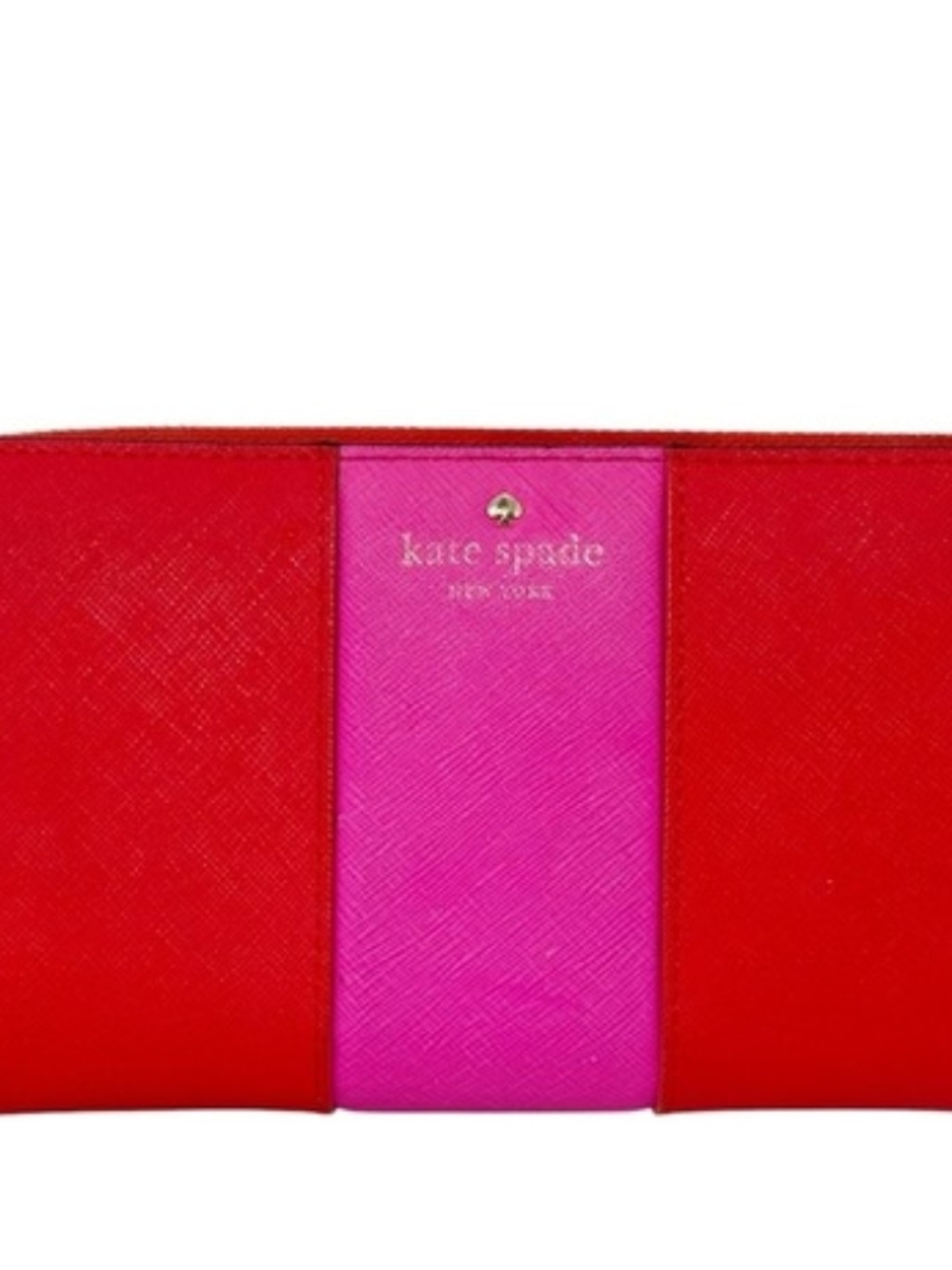 Kate Spade Red and Pink Saffiano Leather Cedar Street Lacey Wallet